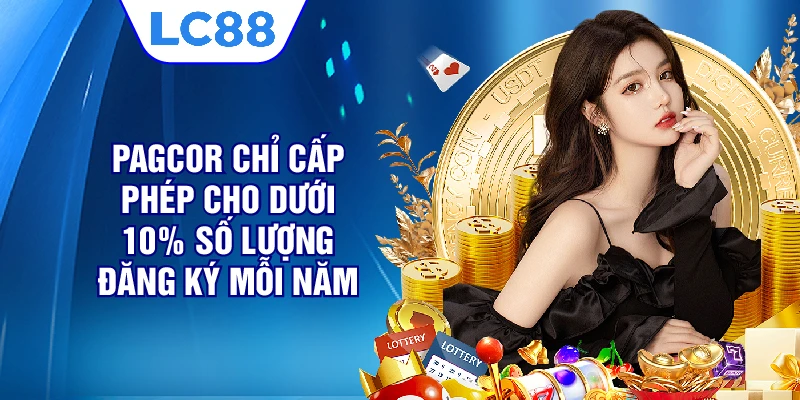 PAGCOR chỉ cấp phép cho dưới 10% số lượng đăng ký mỗi năm